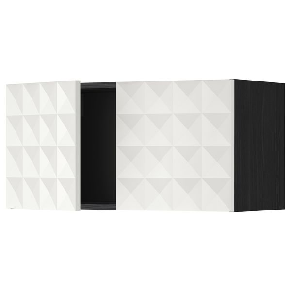 Навесной шкаф с 2 дверями МЕТОД, черный, Гэррестад белый (80x40 см) - схема-чертеж с размерами