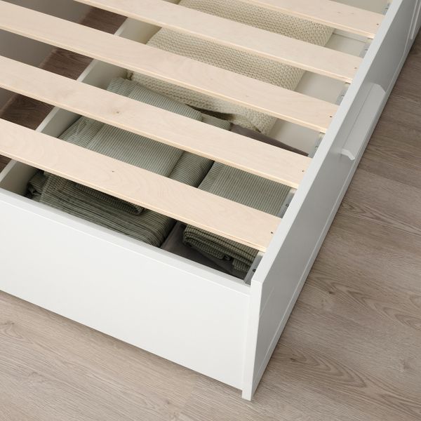 Кушетка с 2 матрасами, 2 ящиками, белый/оготнес жесткий 80x200 см IKEA BRIMNES БРИМНЭС 994.270.70 - фото 8