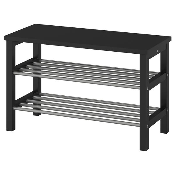 Скамья с полкой для обуви, черный, 81x34x50 см IKEA TJUSIG ЧУСИГ 602.990.59 - фото 1