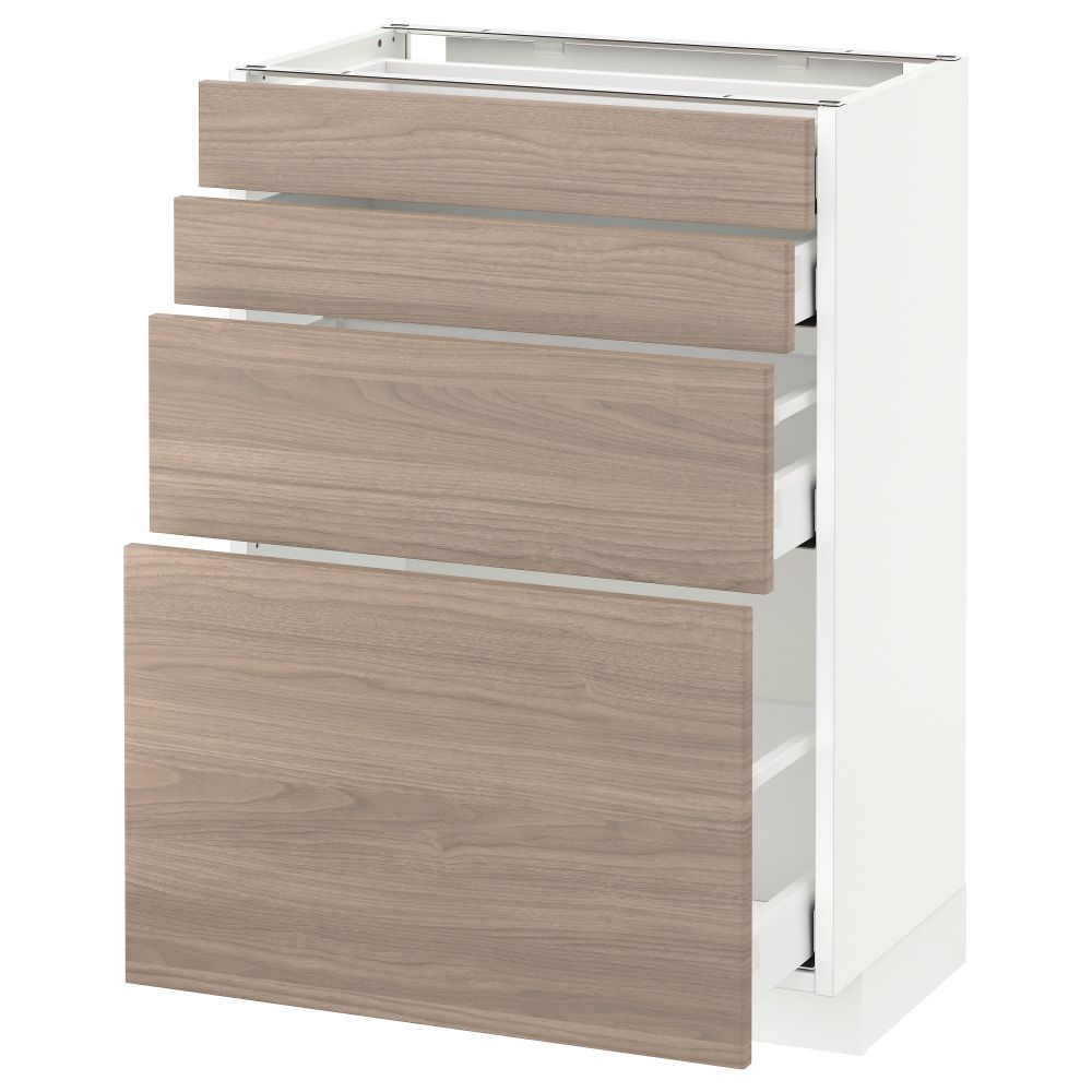 Напольный шкаф 4 фронтальных панели, 4 ящика МЕТОД / МАКСИМЕРА, белый, Брокхульт светло-серый - схема-чертеж с размерами