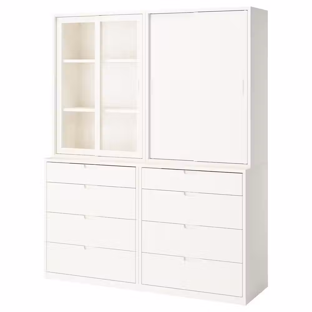 TONSTAD Комбинация для хранения с ящиками - белый с оттенком/стекло 164x47x206 см - фото 1