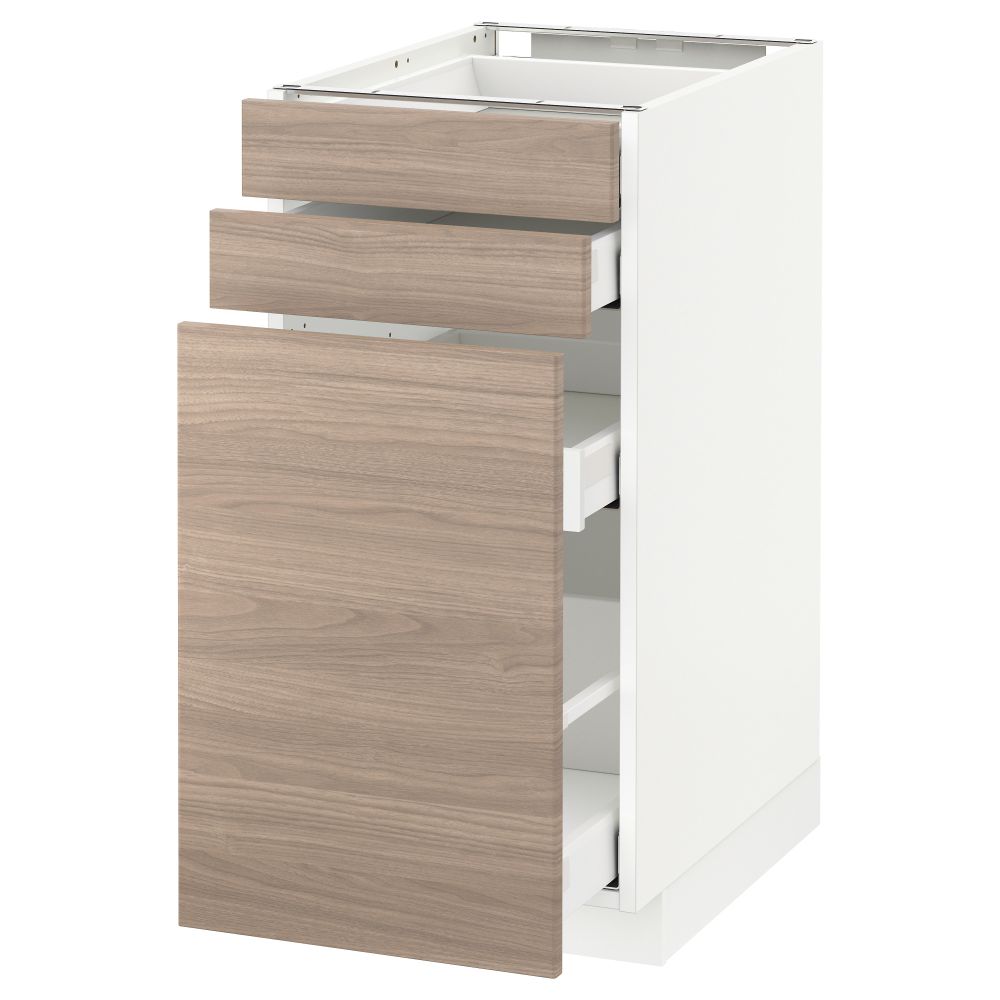 Напольный шкаф с выдвижными модулями, 2 фронтальные панели МЕТОД / МАКСИМЕРА, белый, Брокхульт светло-серый - схема-чертеж с размерами