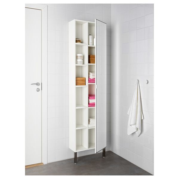 Шкафчик зеркальный с 1 дверцей, 1 торцевой секция ЛИЛЛОНГЕН, белый (49x21x194 см) - схема-чертеж с размерами