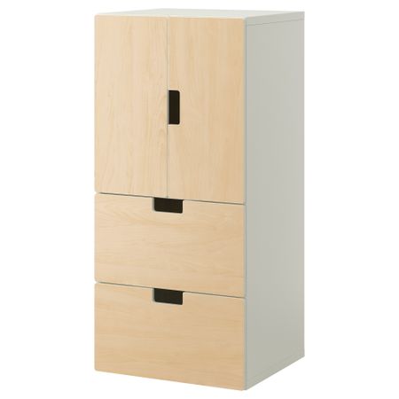 Комбинация для хранения с дверцами, ящиками СТУВА, белый, береза (60x50x128 см)