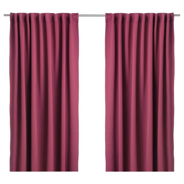Гардины, блокирующие свет, 1 пара ВЕРНА, темно-красный (145x300 см) - фото 1