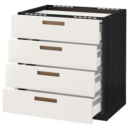 Напольный шкаф, 4 фронтальных панели, 4 ящика МЕТОД / МАКСИМЕРА, черный, Мэрста белый