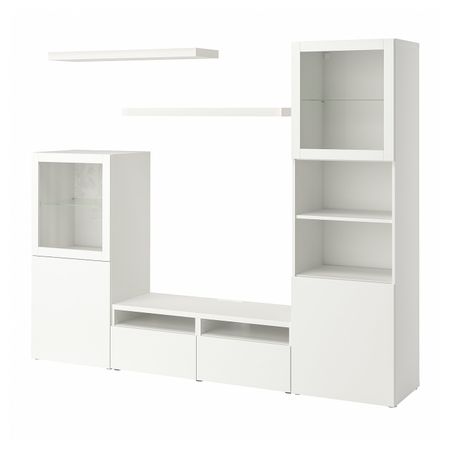Шкаф для ТВ, комбинация, белый 240x42x193 см IKEA BESTÅ БЕСТО / LACK ЛАКК 993.987.46