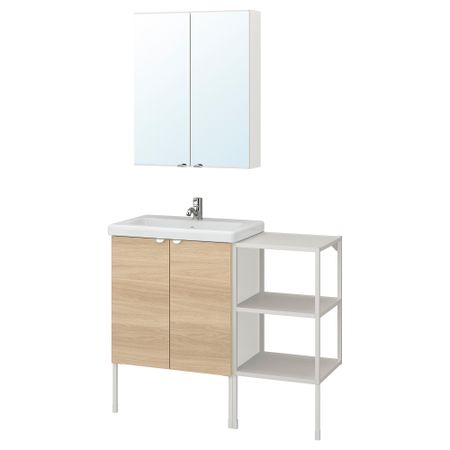 Комплект мебели для ванной,14 предмета, 102x43x87 cm IKEA TVÄLLEN ЛЕН ТВЭЛЛЕН, BEGIVENHET БЕГИВЕНХЕТ 093.376.58
