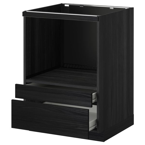 Напольный шкаф для комбинирования СВЧ, ящики МЕТОД / ФОРВАРА, черный, Тингсрид черный (60x60 см) - схема-чертеж с размерами