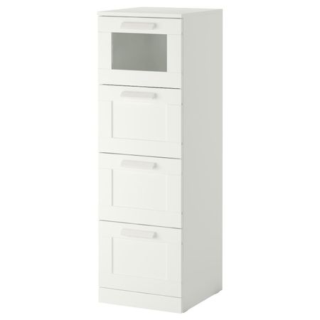 Комод с 4 ящиками, белый, матовое стекло 39x124 см IKEA BRIMNES БРИМНЭС 403.951.32
