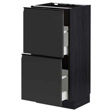 Напольный шкаф с 2 ящиками, черный, Upplöv матовый антрацит, 40x37 см IKEA METOD МЕТОД, MAXIMERA МАКСИМЕРА 394.952.55