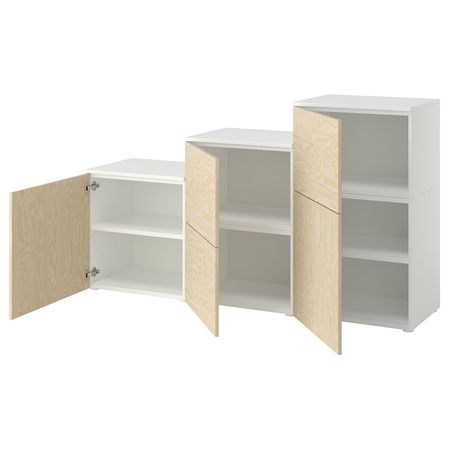PLATSA Шкаф, 5 дверей - белый/кэлбоден под сосну 180x42x103 см