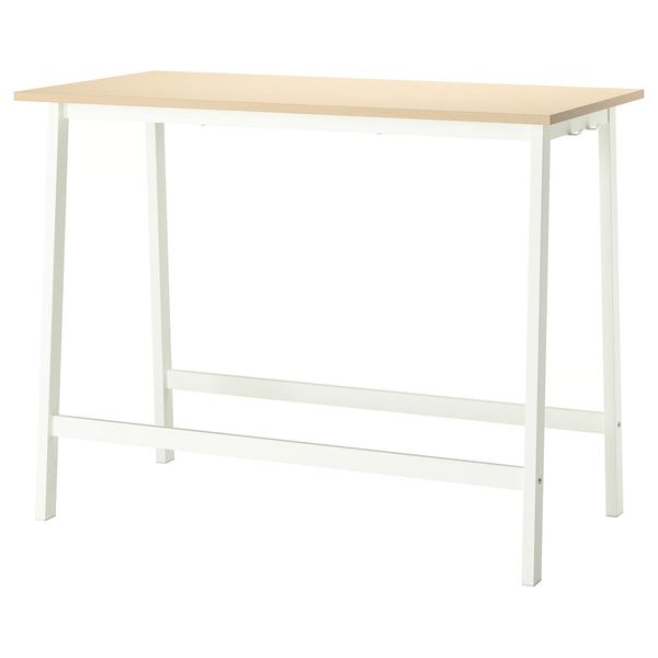 MITTZON Конференц-стол - березовый шпон/белый 140x68x105 см - фото 1