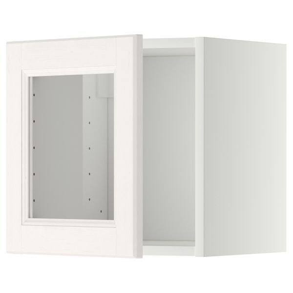 Навесной шкаф со стеклянной дверью МЕТОД, белый, Лаксарби белый (40x40 см) - схема-чертеж с размерами