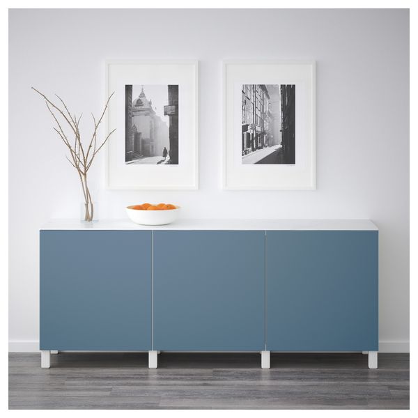 Комбинация для хранения с дверцами БЕСТО, белый, Вальвикен темно-синий (180x42x74 см) - схема-чертеж с размерами