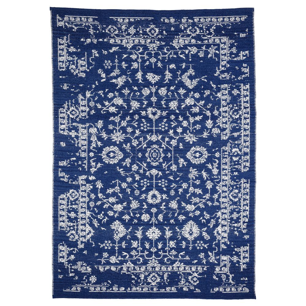 Ковер безворсовый, 170x240 см, цветочный орнамент, синий IKEA DAMSSTOCKHOLM СТОКГОЛЬМTE 105.041.80 - фото 1