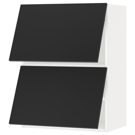 Навесной шкаф, 2 дверцы, горизонтал, белый/Юдевалла антрацит 60x80 см IKEA МЕТОД 592.403.95