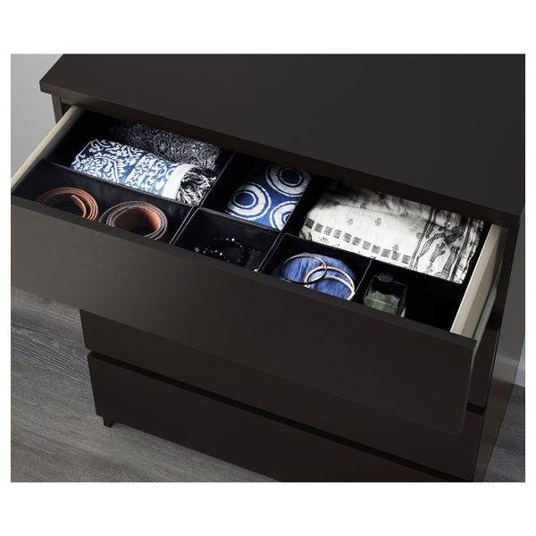 Комод с 4 ящиками МАЛЬМ, черно-коричневый (80x100 см) - фото 3