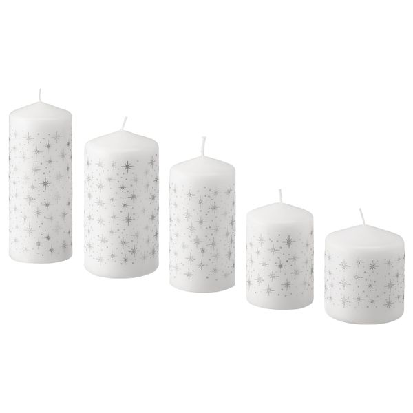 Неароматическая формовая свеча, 5шт, звезда белый IKEA ВИНТЕРФЕСТ 104.320.70 - фото 1