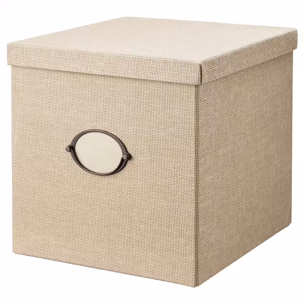 KVARNVIK Коробка с крышкой - бежевый 32x35x32 см - фото 1