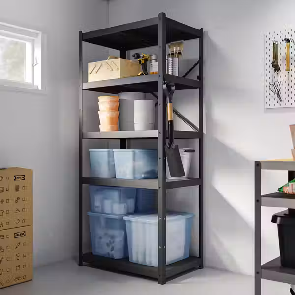 RYKTA РЮКТА Контейнер с крышкой - прозрачный серо-синий 36x50x35 см/44.5 л - фото 2