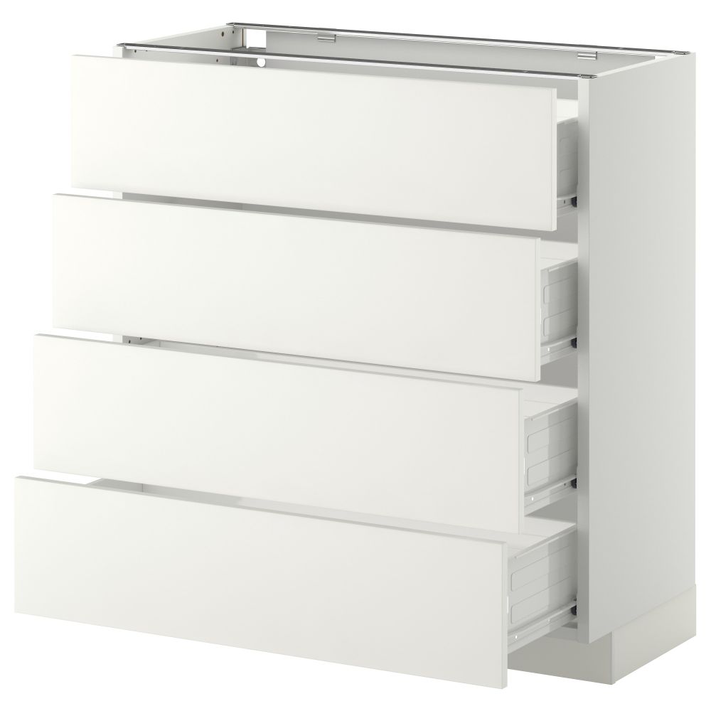 Напольный шкаф 4 фронтальных панели, 4 ящика МЕТОД / ФОРВАРА, белый, Хэггеби белый - схема-чертеж с размерами