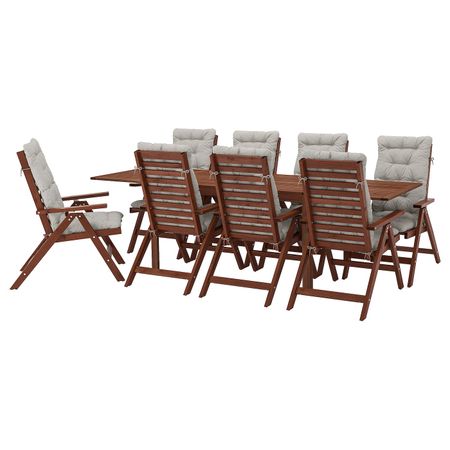 Стол+8кресел,д/сада, коричневая морилка/Куддарна серый IKEA ÄPPLARÖ ЭПЛАРО 492.897.59