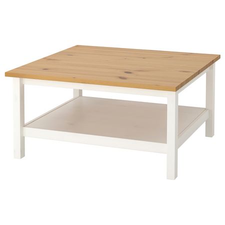 HEMNES Журнальный стол - белая морилка/светло-коричневый 90x90 см
