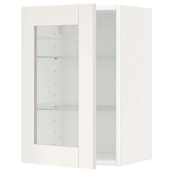 Навесной шкаф/полки/стеклян дверца, белый/Сэведаль белый 40x60 см IKEA METOD МЕТОД 794.451.93 - фото 1