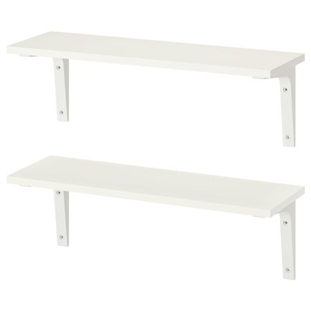 Навесная полка, комбинация, белый, белый, 59x20 см IKEA БУРГУЛЬТ / ЭКБИ СТЁДИС 692.912.09