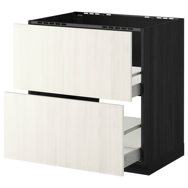 Напольный шкаф под мойку + 2 фронтальных панели, 2 ящика МЕТОД / МАКСИМЕРА, черный, Росдаль белый - схема-чертеж с размерами