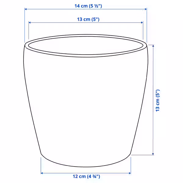 PERSILLADE Кашпо - темно-серый 12 см - схема-чертеж с размерами