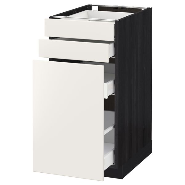 Напольный шкаф с выдвижными модулями, 2 фронтальные панели МЕТОД / МАКСИМЕРА, черный, Веддинге белый - схема-чертеж с размерами