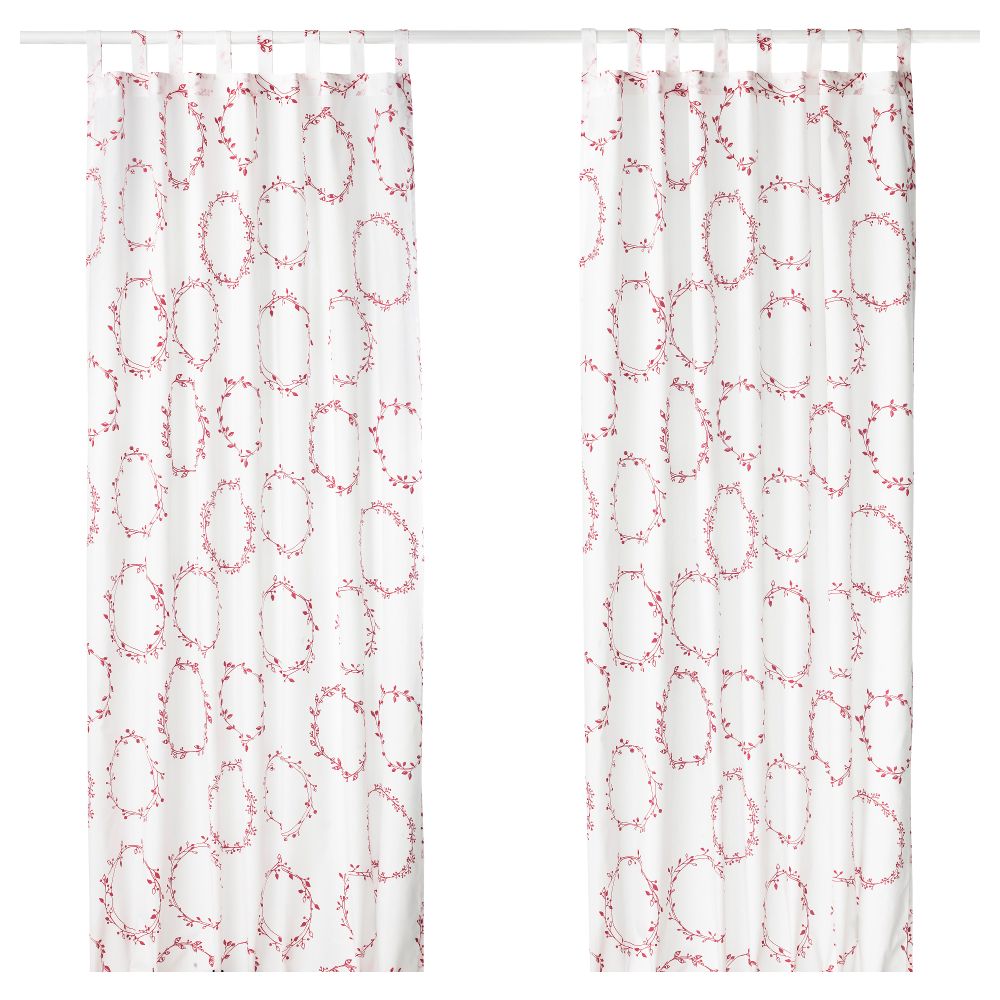 Гардины, 1 пара ВИНТЕР 2016, белый/красный (145x300 см) - фото 1