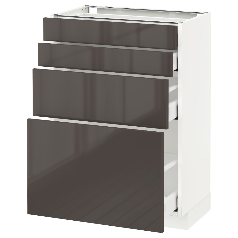 Напольный шкаф 4 фронтальных панели, 4 ящика МЕТОД / МАКСИМЕРА, белый, Рингульт серый - схема-чертеж с размерами