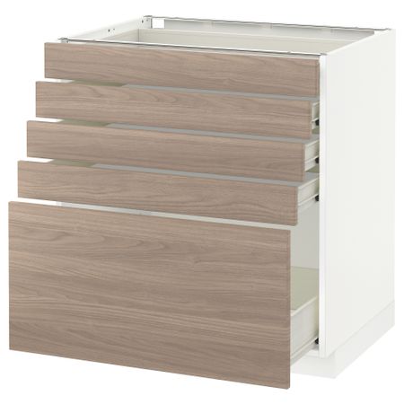 Напольный шкаф с 5 ящиками МЕТОД / ФОРВАРА, белый, Брокхульт светло-серый