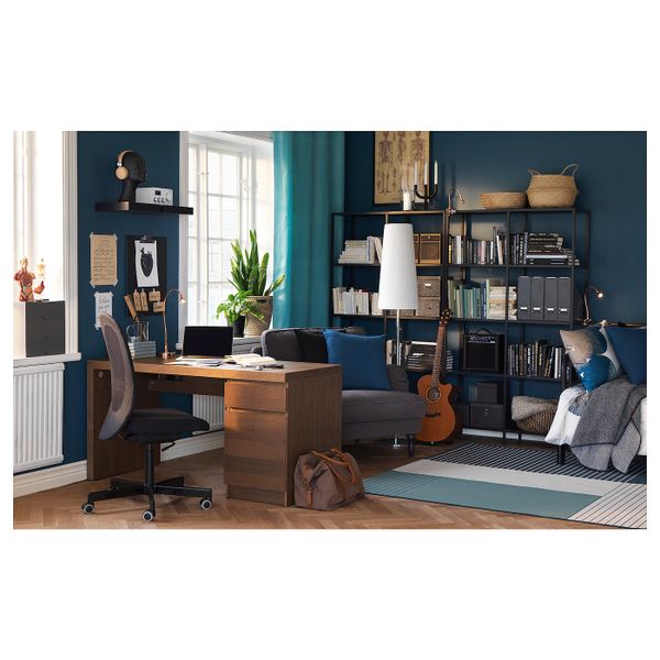 Письменный стол, коричневая морилка ясеневый шпон 140x65 см IKEA MALM МАЛЬМ 703.848.58 - фото 3