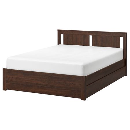 Каркас кровати с 4 ящиками, коричневый/Лонсет 140x200 см IKEA SONGESAND СОНГЕСАНД 892.411.62