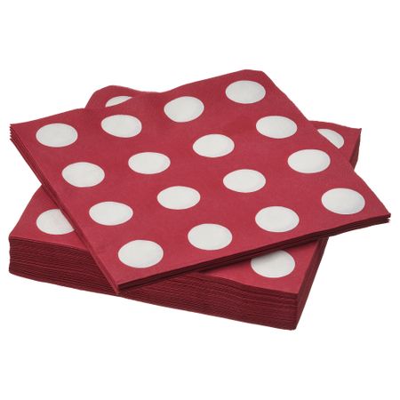 Салфетка бумажная, красный, белый, 33x33 см IKEA SLÖJSTJÄRT 005.936.24