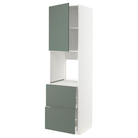 Высокий шкаф для духовки + дверцы, 2 форнтальных, 2 высоких ящик, 60x60x220 cm IKEA METOD МЕТОД, MAXIMERA МАКСИМЕРА 894.604.23