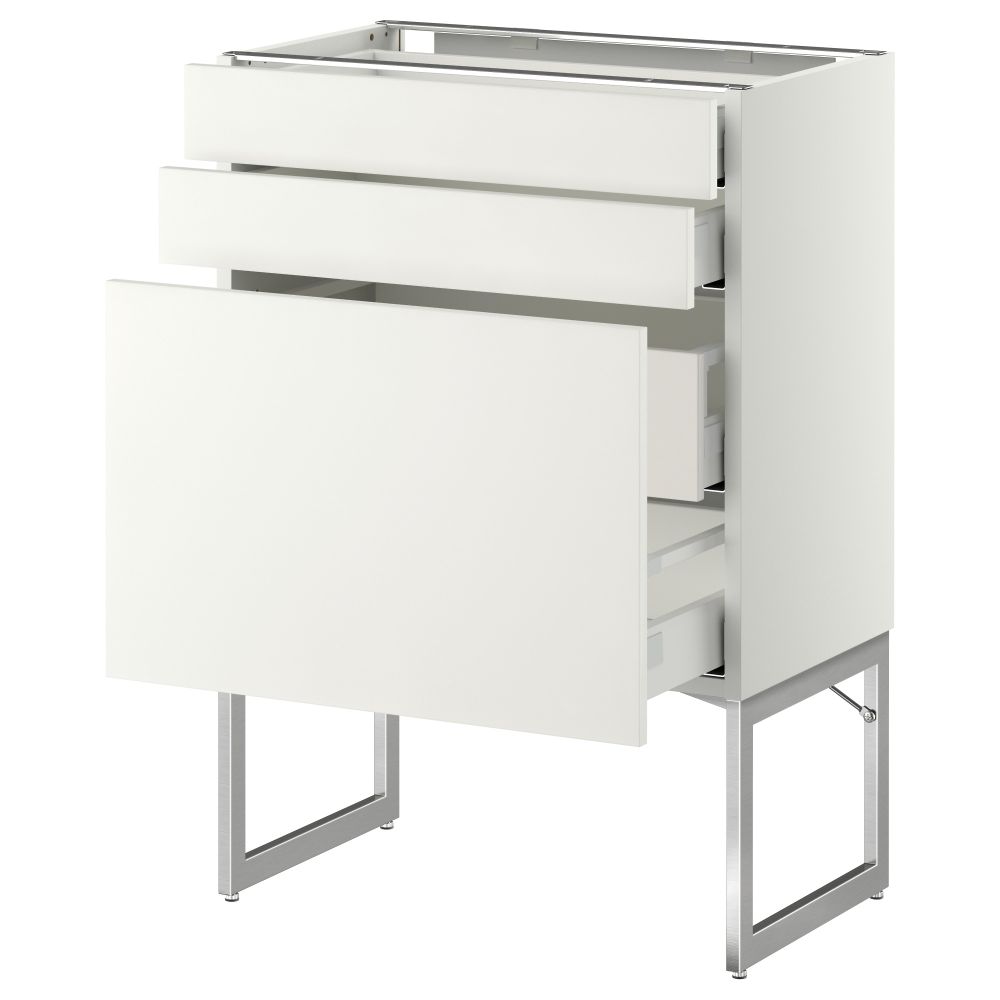 Напольный шкаф 3 фронтальных панели, 2 нижних, 2 средних ящика МЕТОД / МАКСИМЕРА, белый, Хэггеби белый - схема-чертеж с размерами