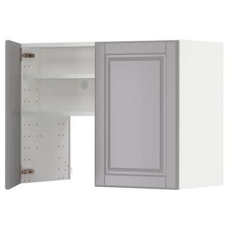 Навесной шкаф для вытяжки, полка, дверь, белый, Bodbyn серый, 80x60 см IKEA METOD МЕТОД 695.044.18