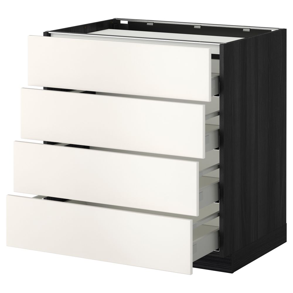 Напольный шкаф, 4 фронтальных панели, 4 ящика МЕТОД / МАКСИМЕРА, черный, Веддинге белый - фото 1