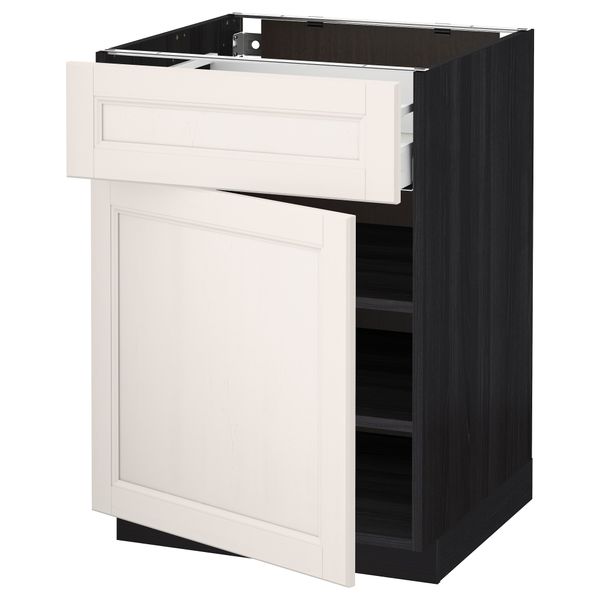 Напольный шкаф с ящиком, дверью МЕТОД / МАКСИМЕРА, черный, Лаксарби белый - схема-чертеж с размерами