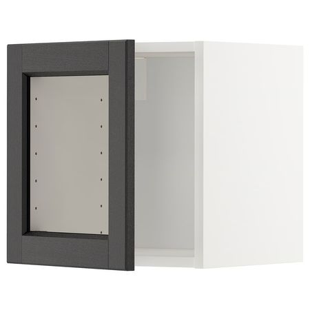 METOD Навесной шкаф со стеклянной дверцей - белый/Lerhyttan черная морилка 40x40 см