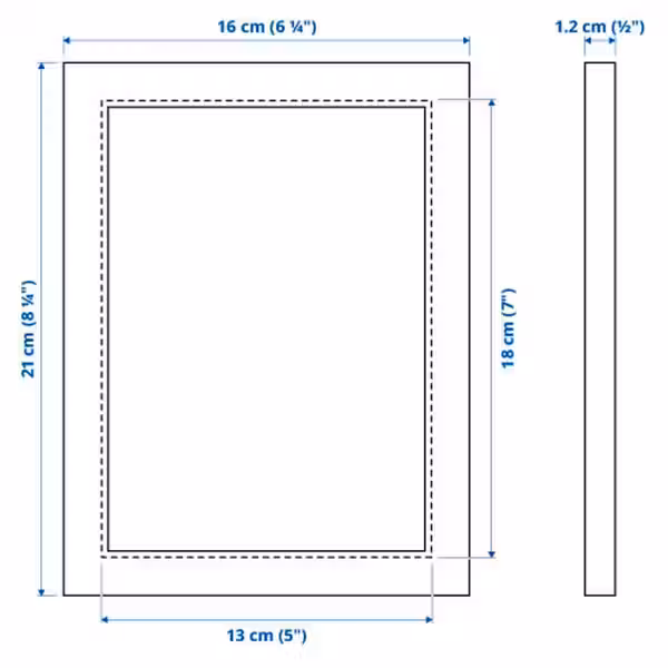 FISKBO Рама - светлый серо-зеленый 13x18 см - схема-чертеж с размерами