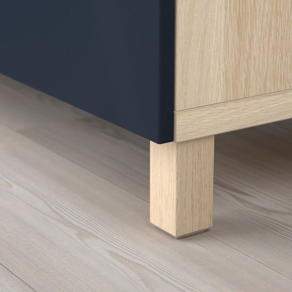 Комбинация для хранения с дверцами, под беленый дуб/нотвикен/стуббарп синий 120x42x74 см IKEA BESTÅ БЕСТО 693.027.50 - фото 1