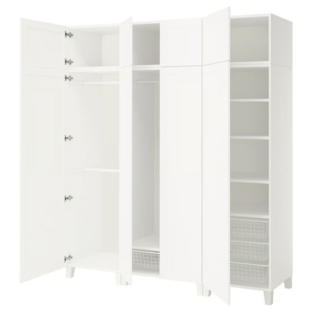 PLATSA Гардероб с 8 дверями - белый/Sannidal белый 200x57x231 см