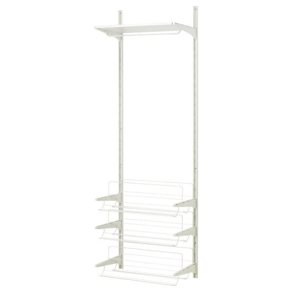 Настенная шина, штанга, модуль для/обуви, белый 65x40x196 см IKEA АЛЬГОТ 892.303.09 - схема-чертеж с размерами