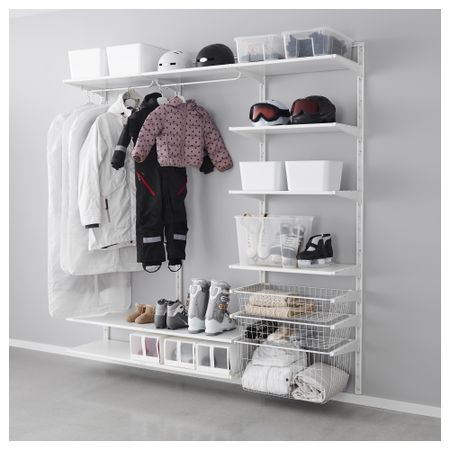 Настенная шина, полки, штанга АЛЬГОТ, белый (190x40x190 см)